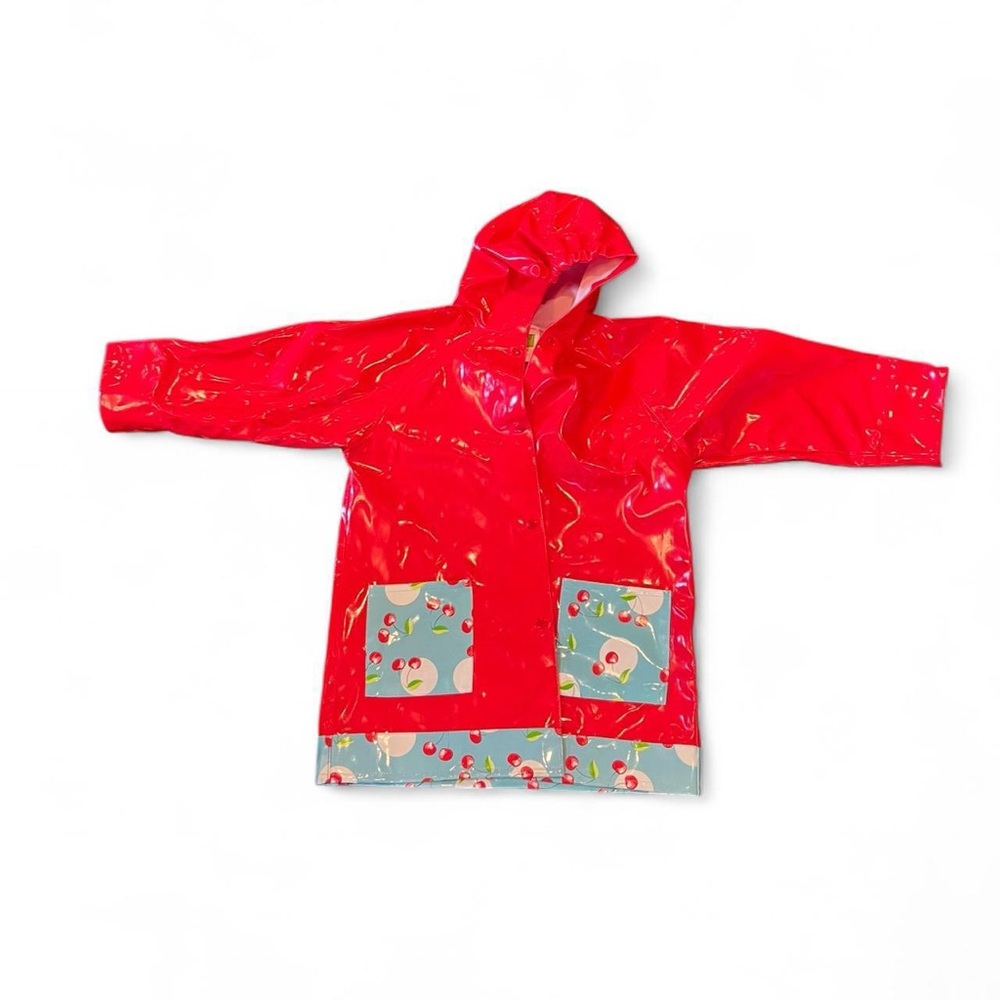 Vintage y2k western chief kids raincoat cherry red blue jacket age 4/5 girl rain